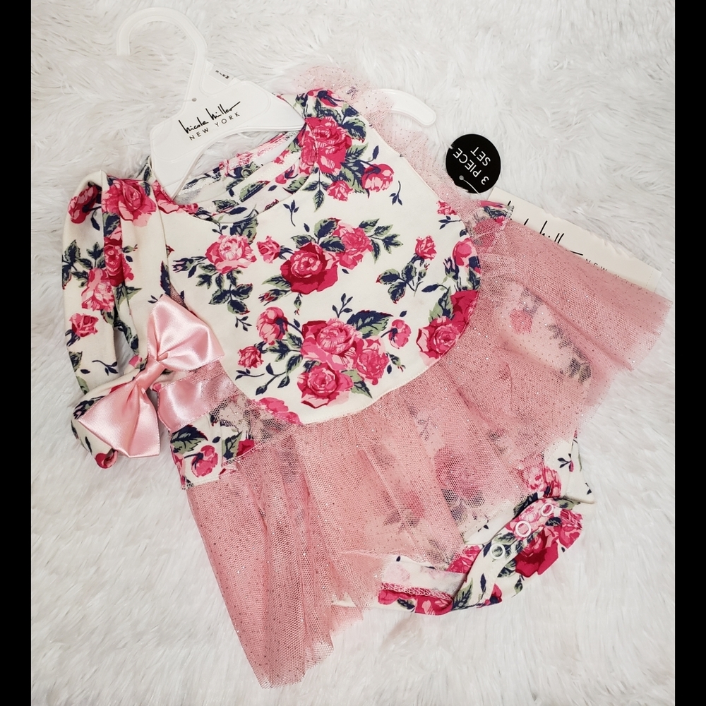 Nicole Miller Baby Girl 3 Pice Set 0-3 Months